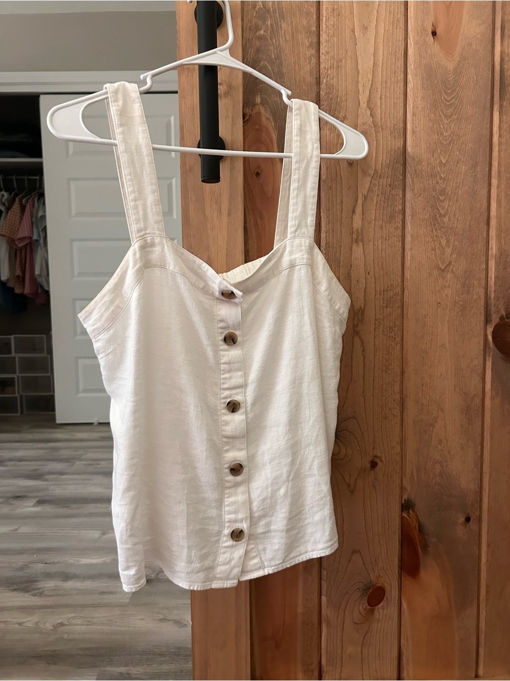 J. Crew Cream Button-Front Linen-Cotton Camisole